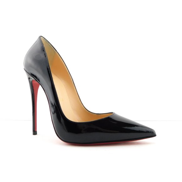 CHRISTIAN LOUBOUTIN Black Patent Leather Classic Stiletto Heel Pumps 35.5 - Picture 2 of 10